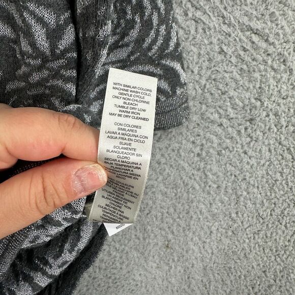 Chicos Sweater Womens Small Gray Floral Rose Metallic Cowl Neck Dark Feminine - Picture 4 of 7